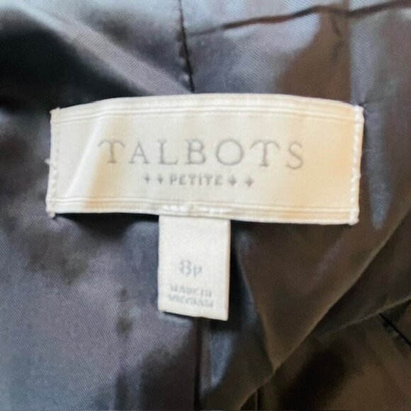 Talbots Black Watch Tartan Plaid Classic Blazer Jacket Navy Green Wool Blend 8 P - Picture 5 of 6